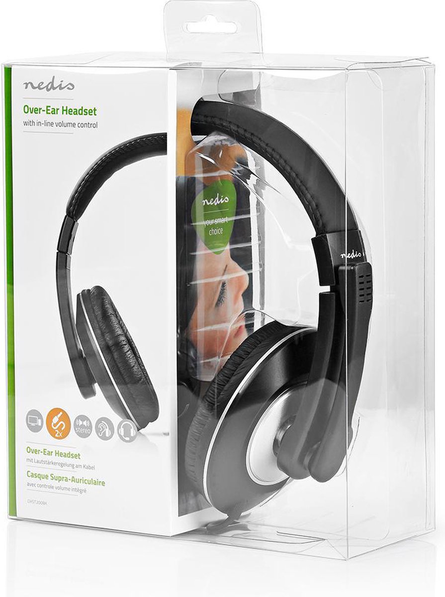Nedis PC-headset | Over-ear | Microfoon | Dubbele 3,5 mm connector - Zwart