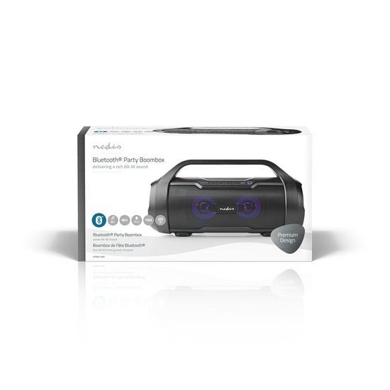 Nedis Party-Boombox | 9 Uur Speeltijd | Bluetooth® | TWS | Party-Lichten | - Zwart