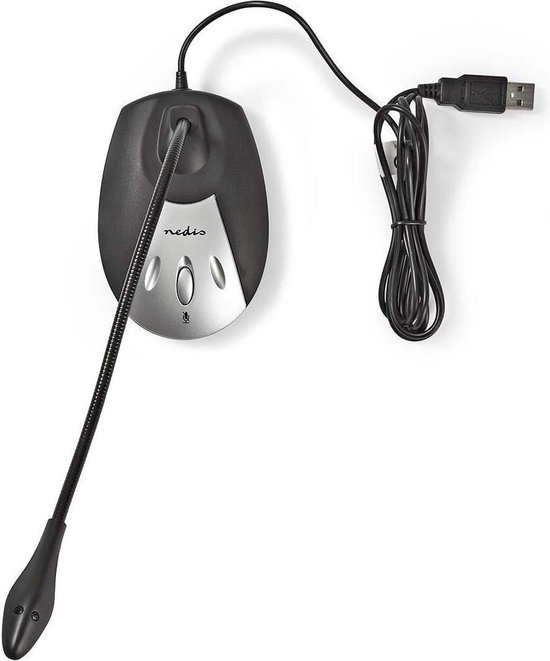Nedis Bedrade Microfoon | USB | Zwart/ - Grijs