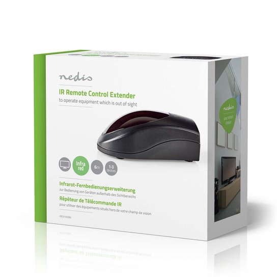 Nedis Infrarood Extender voor Afstandsbediening | 433,92 MHz | Bedien 3 apparaten | Bereik van 6 m | - Zwart