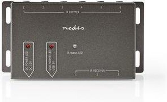 Nedis IR-Extender voor Afstandsbedieningen | 30 - 60 KHz | Voor 6 Apparaten | 10,0 m Bereik | Antraciet - Zwart