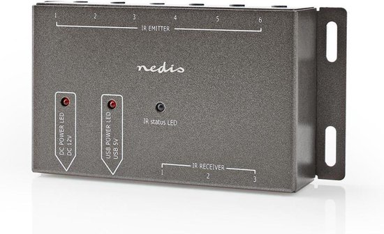 Nedis IR-Extender voor Afstandsbedieningen | 30 - 60 KHz | Voor 6 Apparaten | 10,0 m Bereik | Antraciet - Zwart