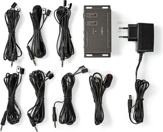 Nedis IR-Extender voor Afstandsbedieningen | 30 - 60 KHz | Voor 6 Apparaten | 10,0 m Bereik | Antraciet - Zwart