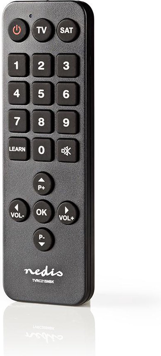 Nedis Universele Afstandsbediening | Grote Knoppen | Voorgeprogrammeerd | Bedient 2 Apparaten - Zwart