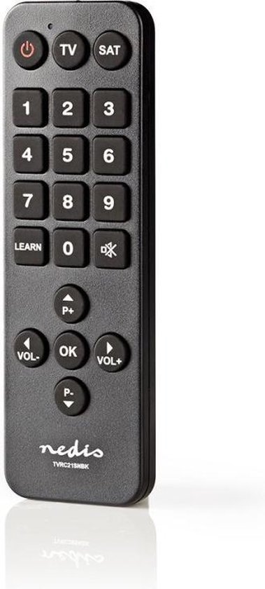 Nedis Universele Afstandsbediening | Grote Knoppen | Voorgeprogrammeerd | Bedient 2 Apparaten - Zwart