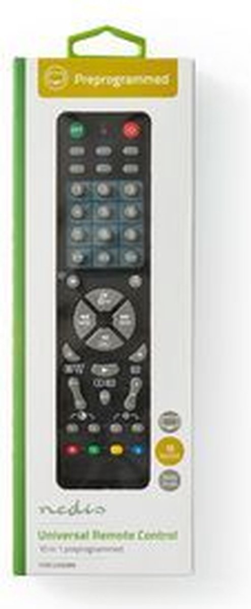 Nedis Universele Afstandsbediening | Voorgeprogrammeerd | Bedient 10 Apparaten - Zwart