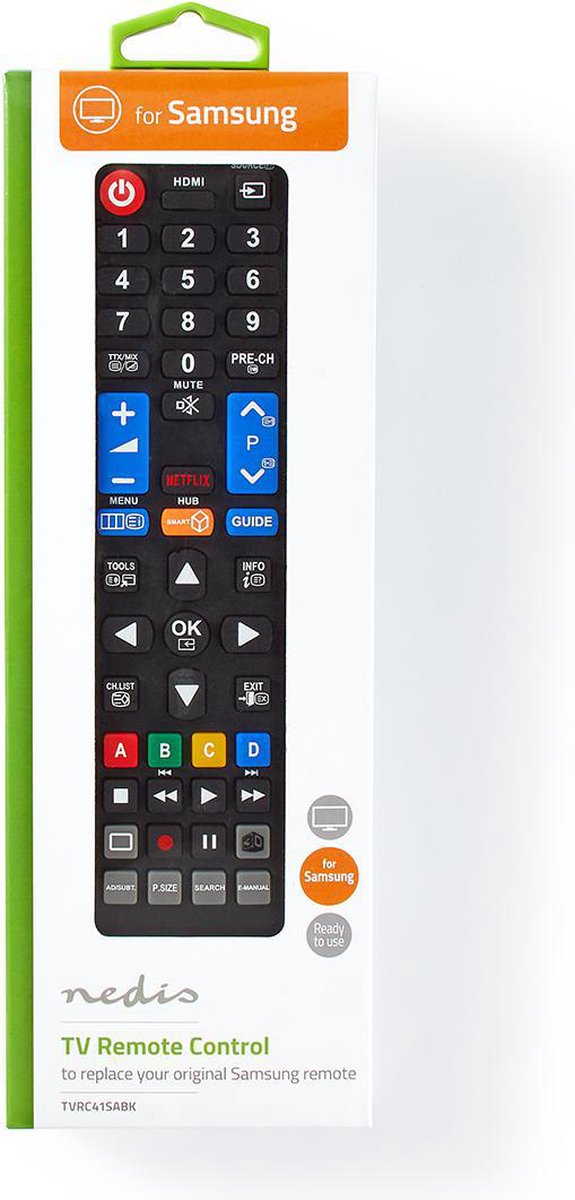 Nedis Vervangende Afstandsbediening | Samsung TV | Klaar voor Gebruik - Zwart