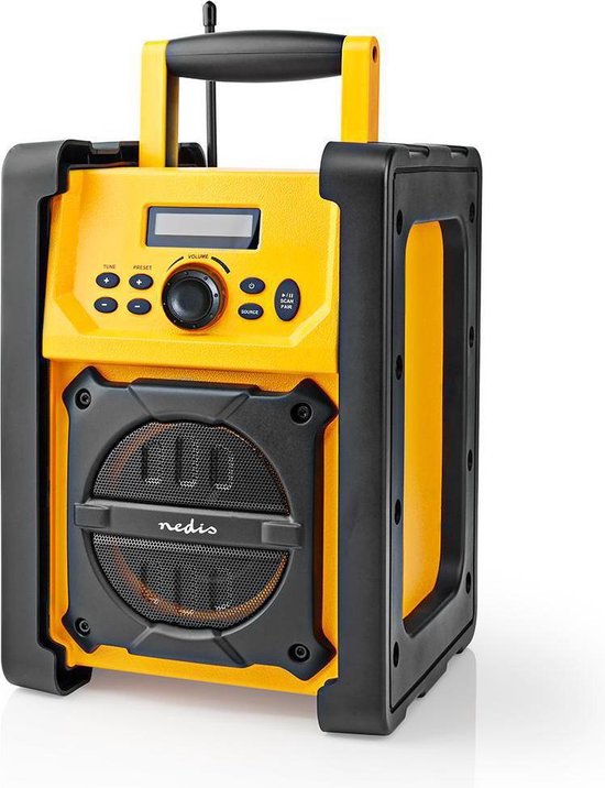 Nedis FM-Bouwradio | 15 W | Bluetooth® | IPX5 | Handvat | Geel / - Zwart