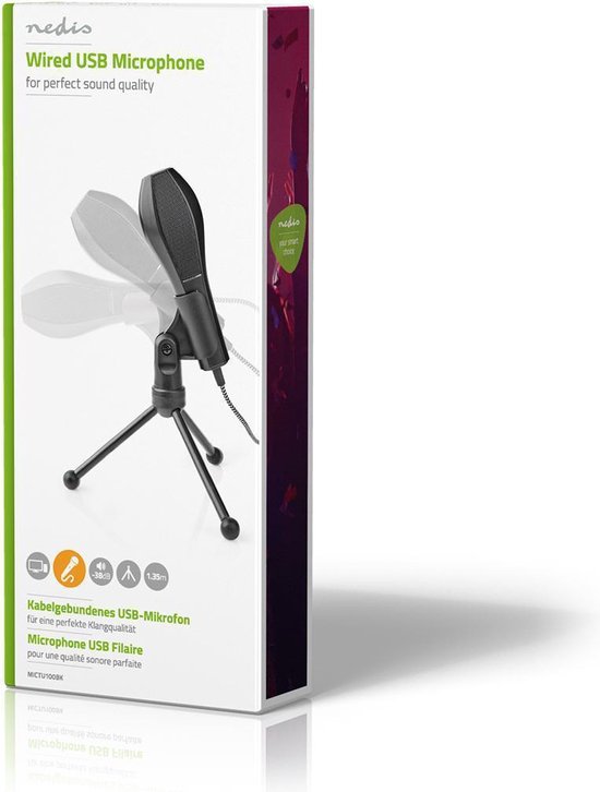 Nedis Bedrade Microfoon | Dubbele Condensator | Met Standaard | USB