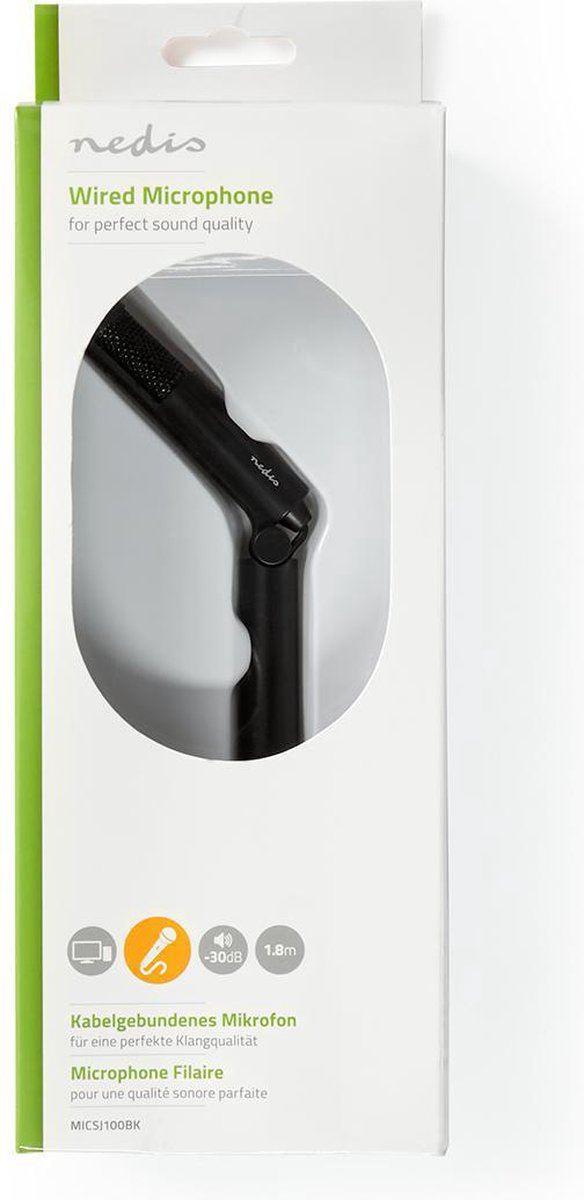 Nedis Bedrade Microfoon | Standaard | Verstelbare Hoek | 3,5 mm