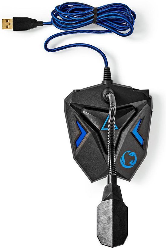 Nedis Desktop Gaming-Microfoon | Flexibele Nek | USB | Mute-Knop | 3,5 mm Stereo-Audioconnector - Zwart