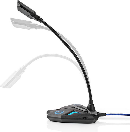Nedis Desktop Gaming-Microfoon | Flexibele Nek | USB | Mute-Knop | 3,5 mm Stereo-Audioconnector - Zwart