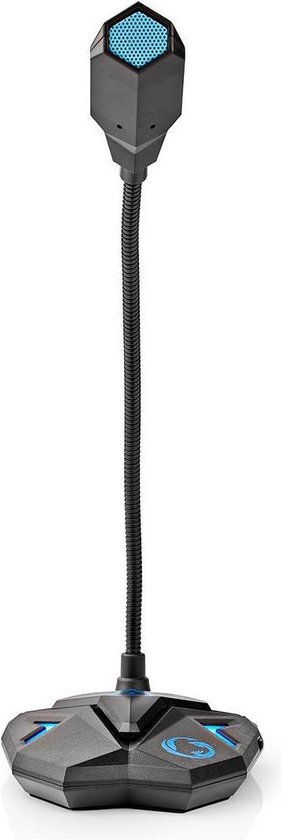 Nedis Desktop Gaming-Microfoon | Flexibele Nek | USB | Mute-Knop | 3,5 mm Stereo-Audioconnector - Zwart