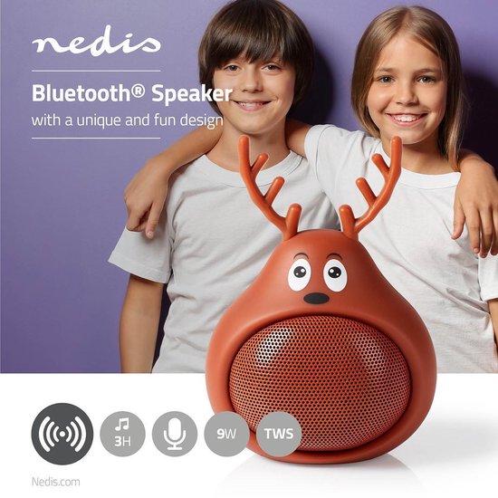 Nedis Animaticks Bluetooth Speaker | 3 Uur Speeltijd | Handsfree Bellen | Rudy Reindeer - Bruin