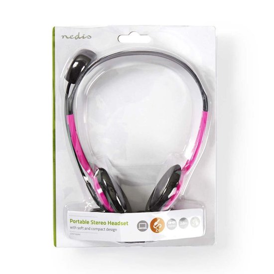 Nedis PC-Headset | On-Ear | 2x 3,5 mm Connectoren | 2,0 m | - Roze