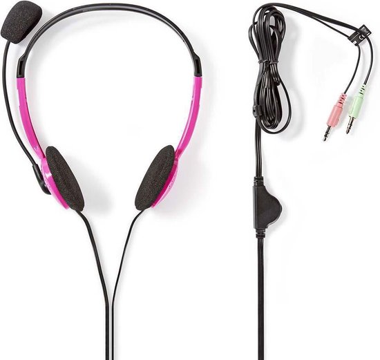 Nedis PC-Headset | On-Ear | 2x 3,5 mm Connectoren | 2,0 m | - Roze