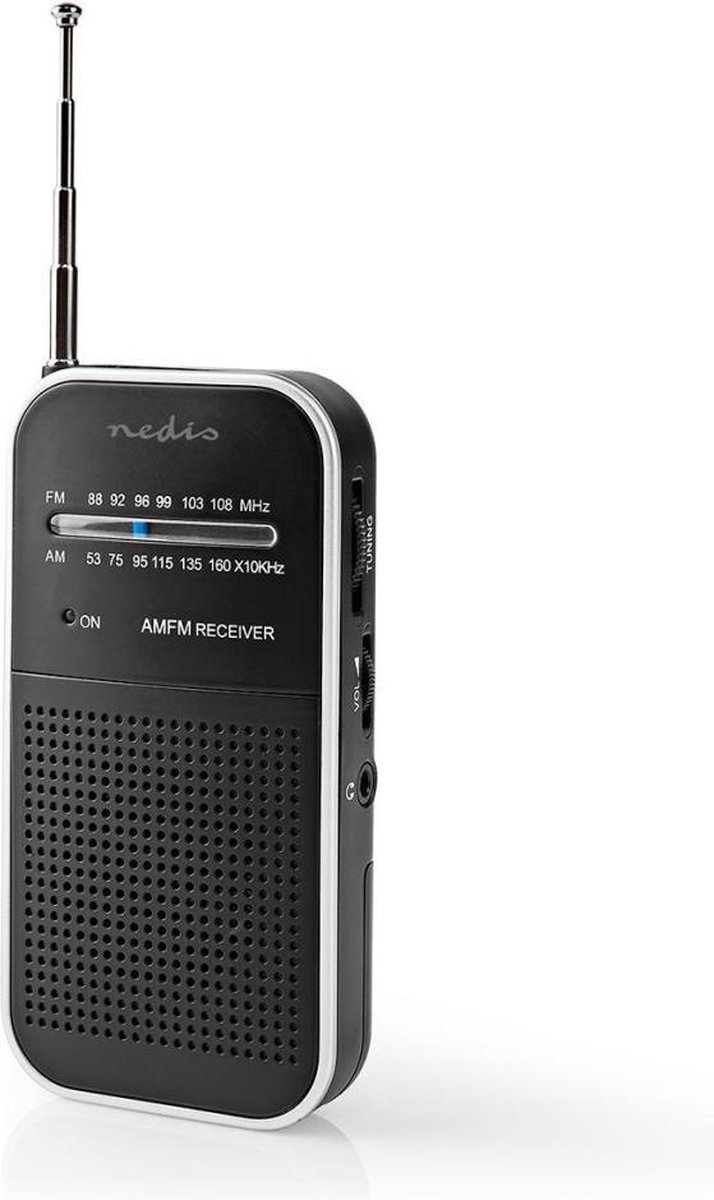 Nedis FM-Radio | 1,5 W | Zakformaat | Zilver/ - Zwart