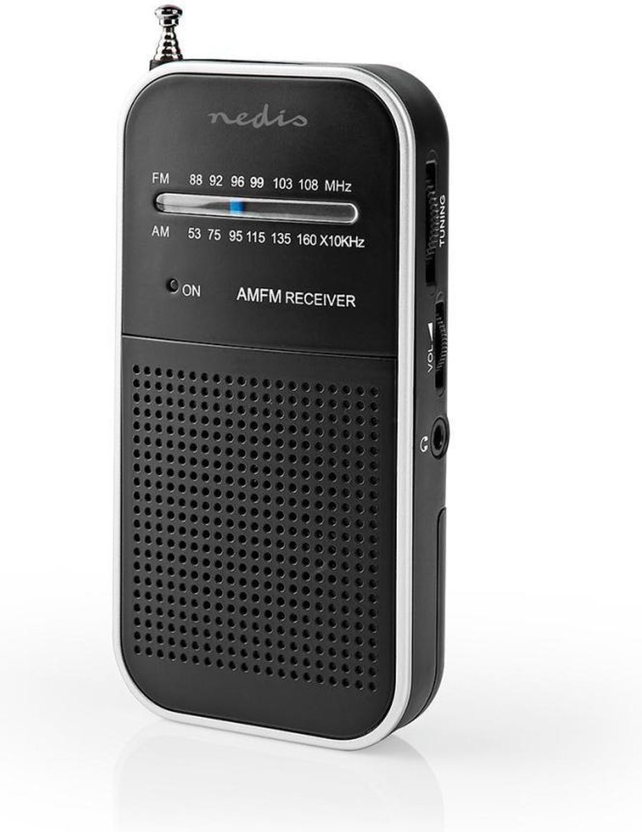 Nedis FM-Radio | 1,5 W | Zakformaat | Zilver/ - Zwart