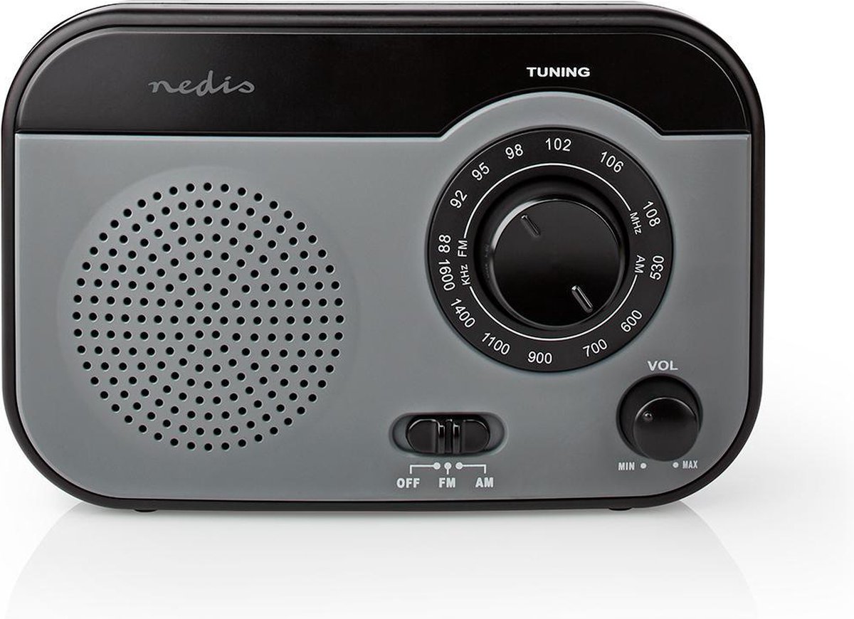 Nedis FM/AM-Radio | 1,8 W | Draaggreep |/ - Grijs