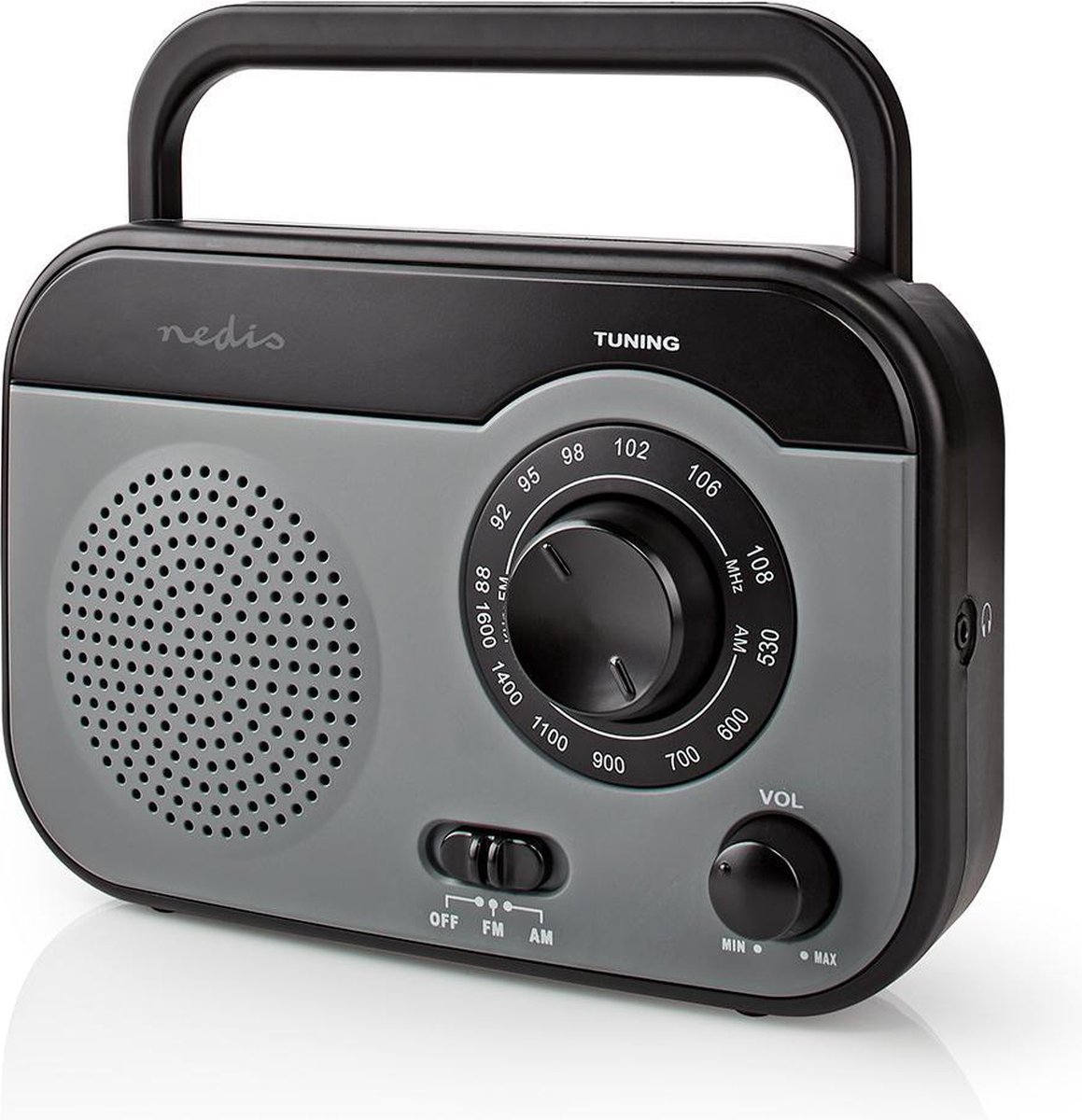 Nedis FM/AM-Radio | 1,8 W | Draaggreep |/ - Grijs