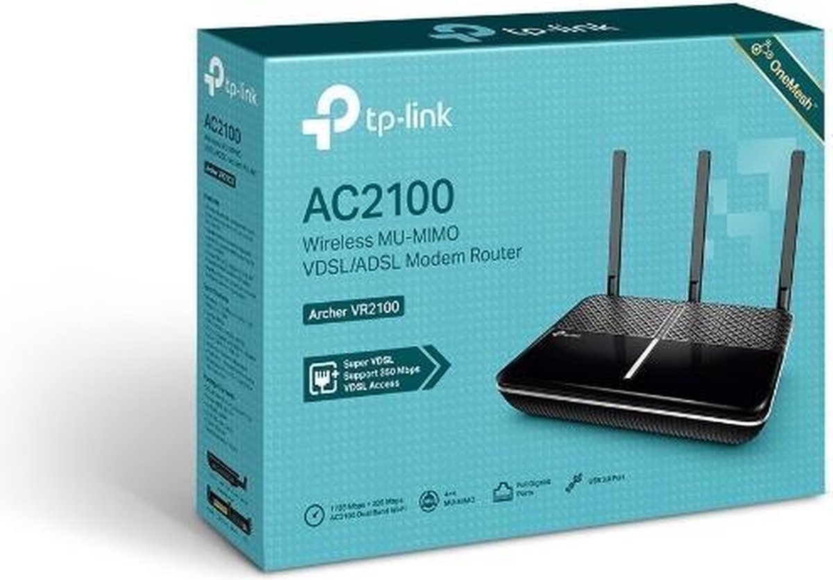 Tp-link Archer VR2100 draadloze router Dual-band (2.4 GHz / 5 GHz) Gigabit Ethernet - Zwart