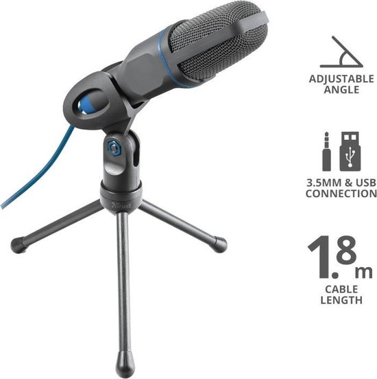 Trust Mico PC-microfoon Zwart, - Blauw