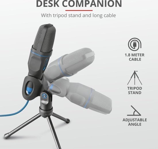 Trust Mico PC-microfoon Zwart, - Blauw