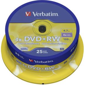 Verbatim 1x25 DVD-RW 4.7GB 4x Speed. Mat zilver - Silver