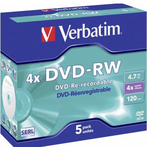 Verbatim 1x5 DVD-RW 4.7GB 4x Speed. Jewel Case