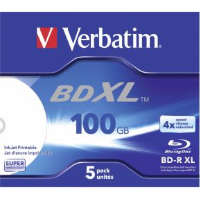 Verbatim 1x5 BD-R Blu-Ray 100GB 4x Speed wide printable JC