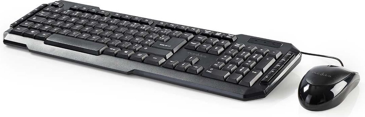 Nedis KBMC100BKFR Set Bedrade Muis En Toetsenbord 800-dpi Muis Franse Indeling - Zwart