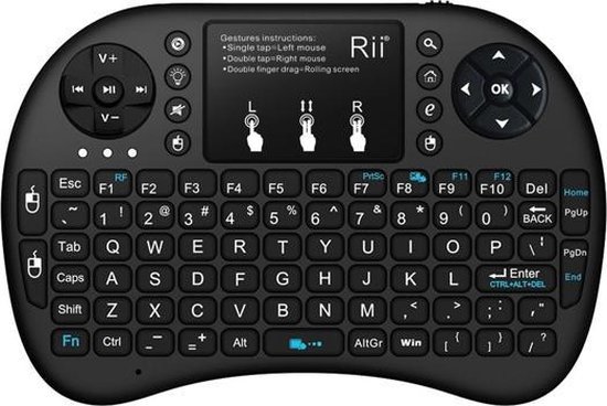 Rii Mini Wireless Keyboard i8+ toetsenbord RF Wireless QWERTY Engels Black