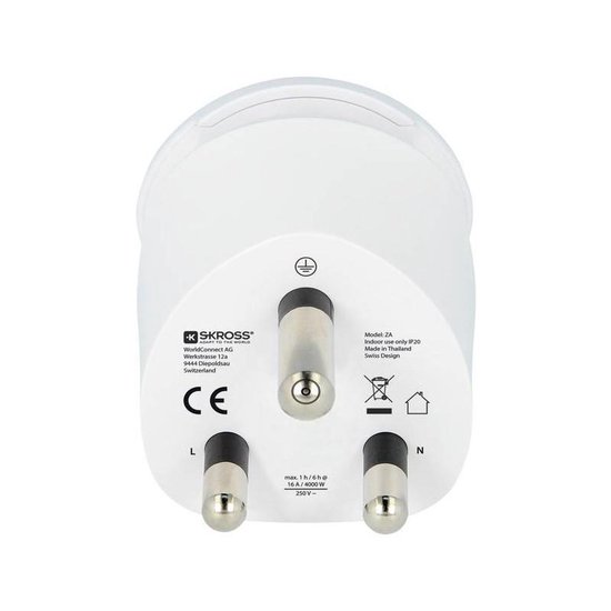 Skross Reisadapter Combo - Wereld-naar-Zuid-Afrika Geaard