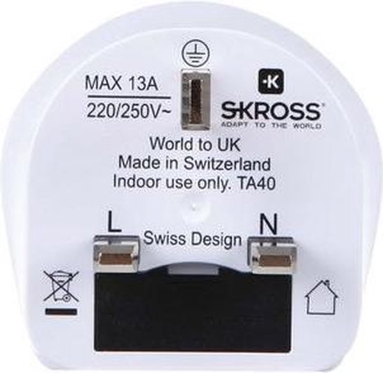 Skross Travel Adapter World-to-UK Earthed