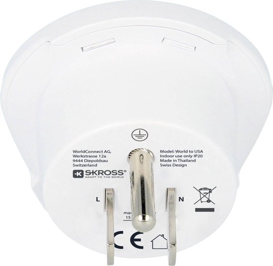Skross Travel Adapter World-to-USA Earthed