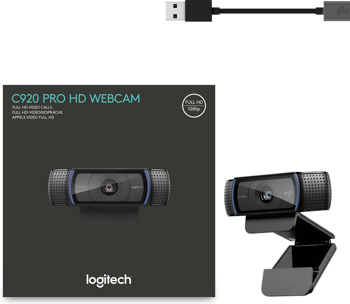 Logitech C920 HD Pro Webcam - Zwart