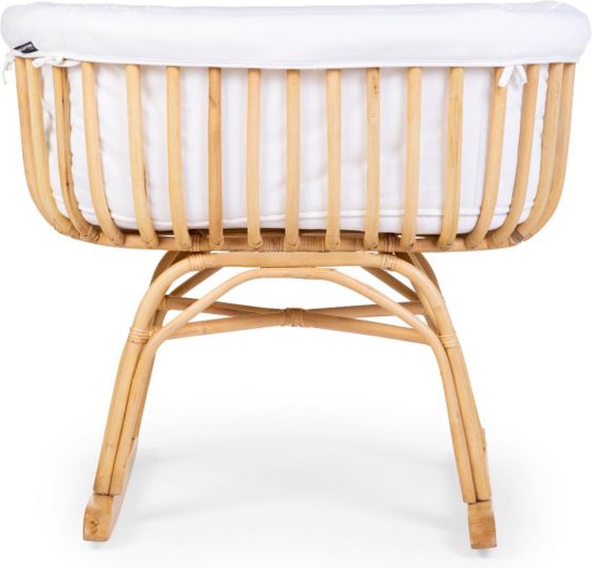 Childhome - Cuna Ratán 90 X 70 + Colchón + Funda Blanco Roto + Balancines