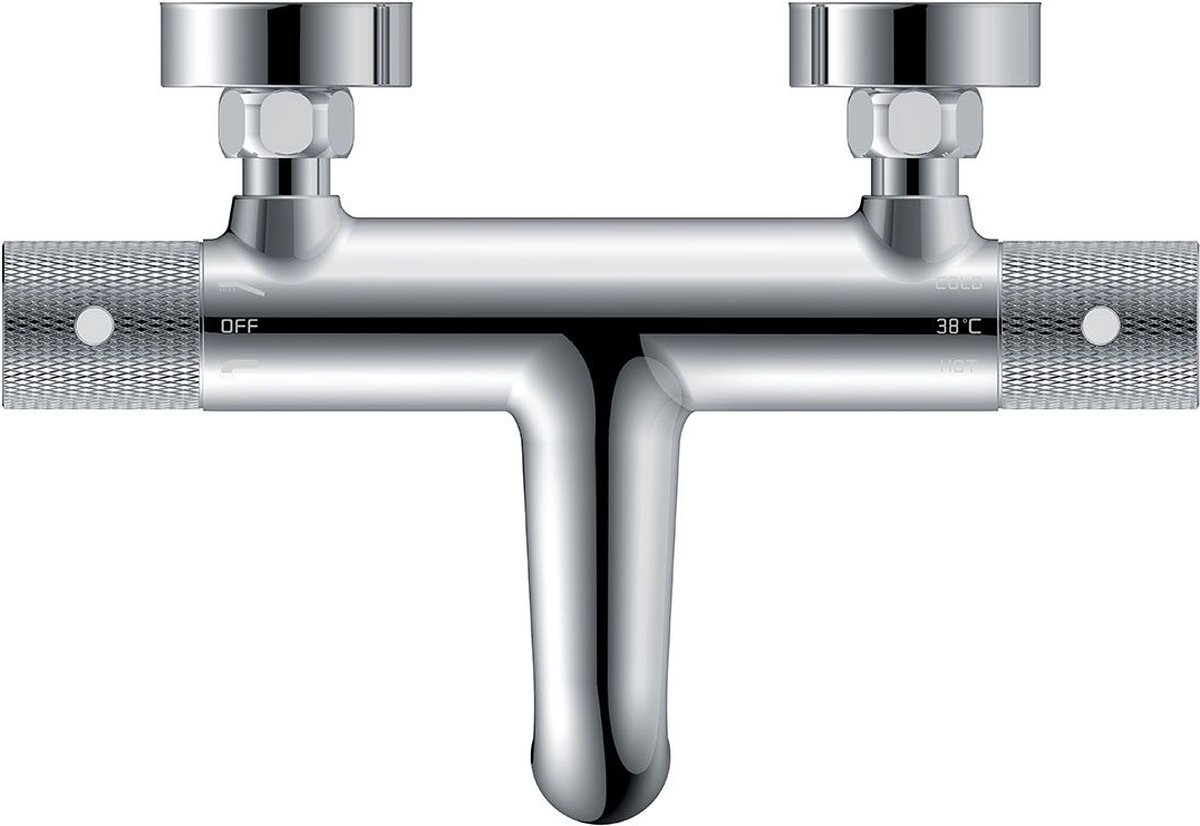 Sanifun Wiesbaden Ribbd thermostatische badmengkraan hartafstand 15 cm chroom.