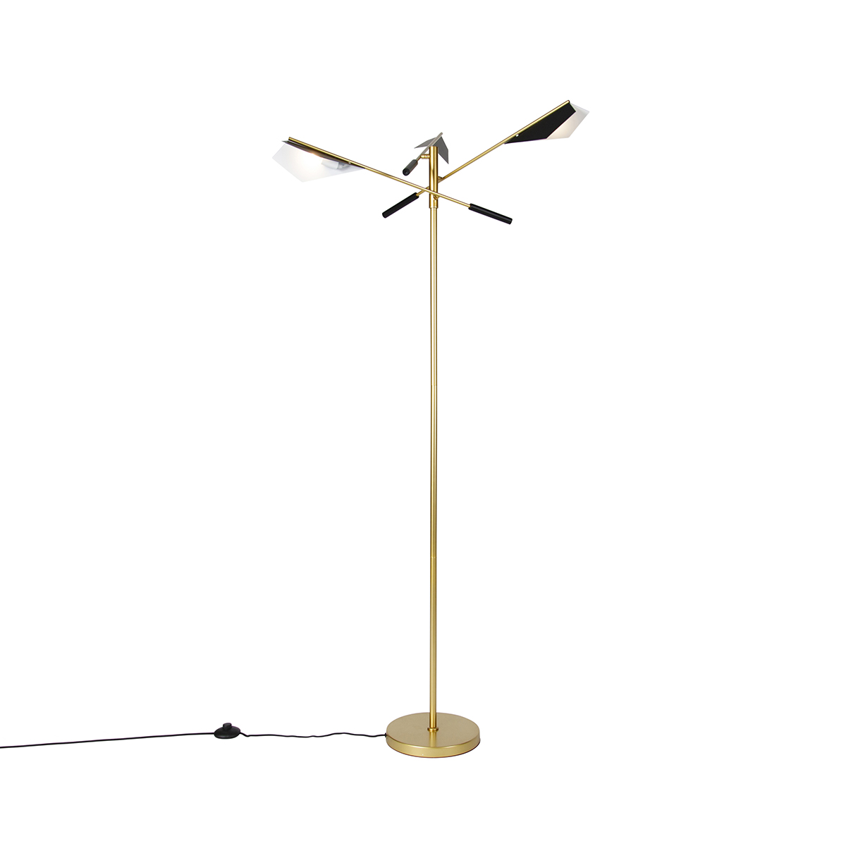 QAZQA Design vloerlamp zwart met goud 3-lichts - Sinem