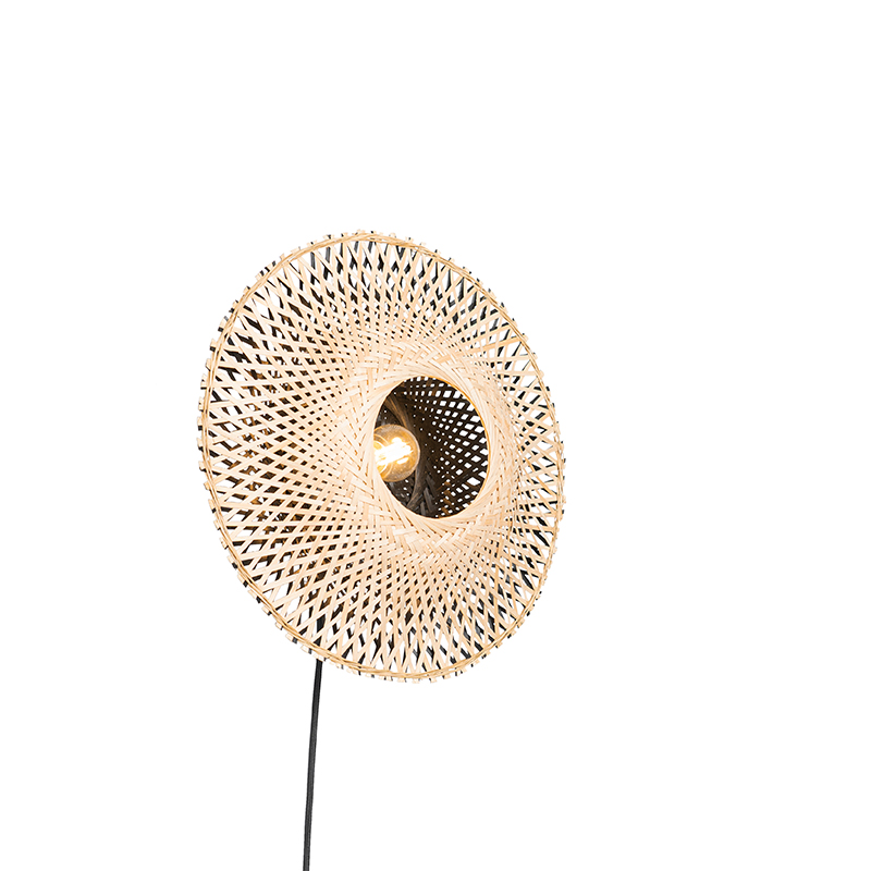 QAZQA Oosterse wandlamp rotan 35 cm met stekker - Rina