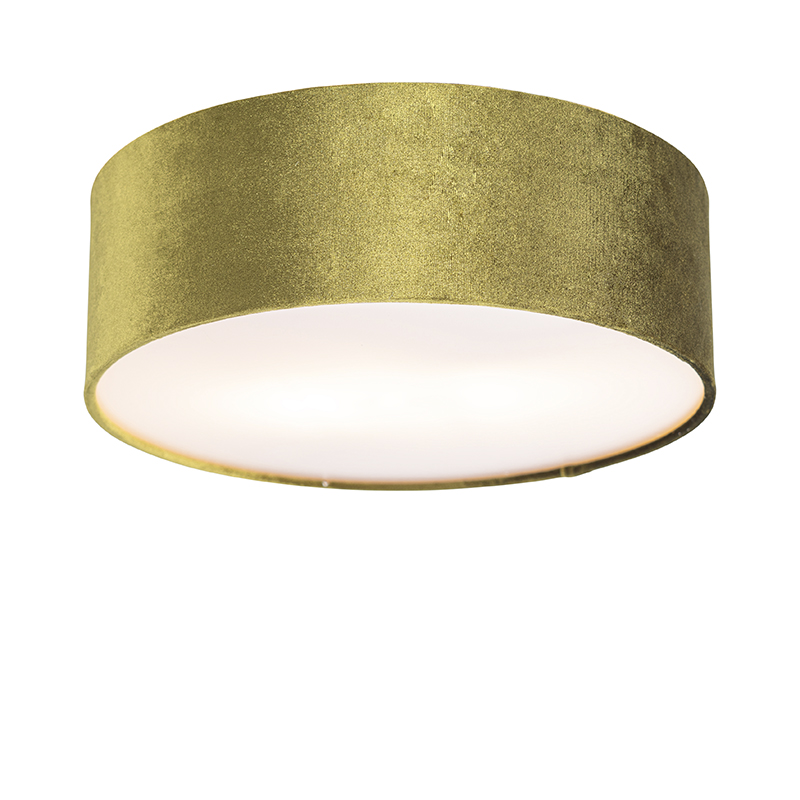QAZQA Plafondlamp 30 cm met gouden binnenkant - Drum - Groen