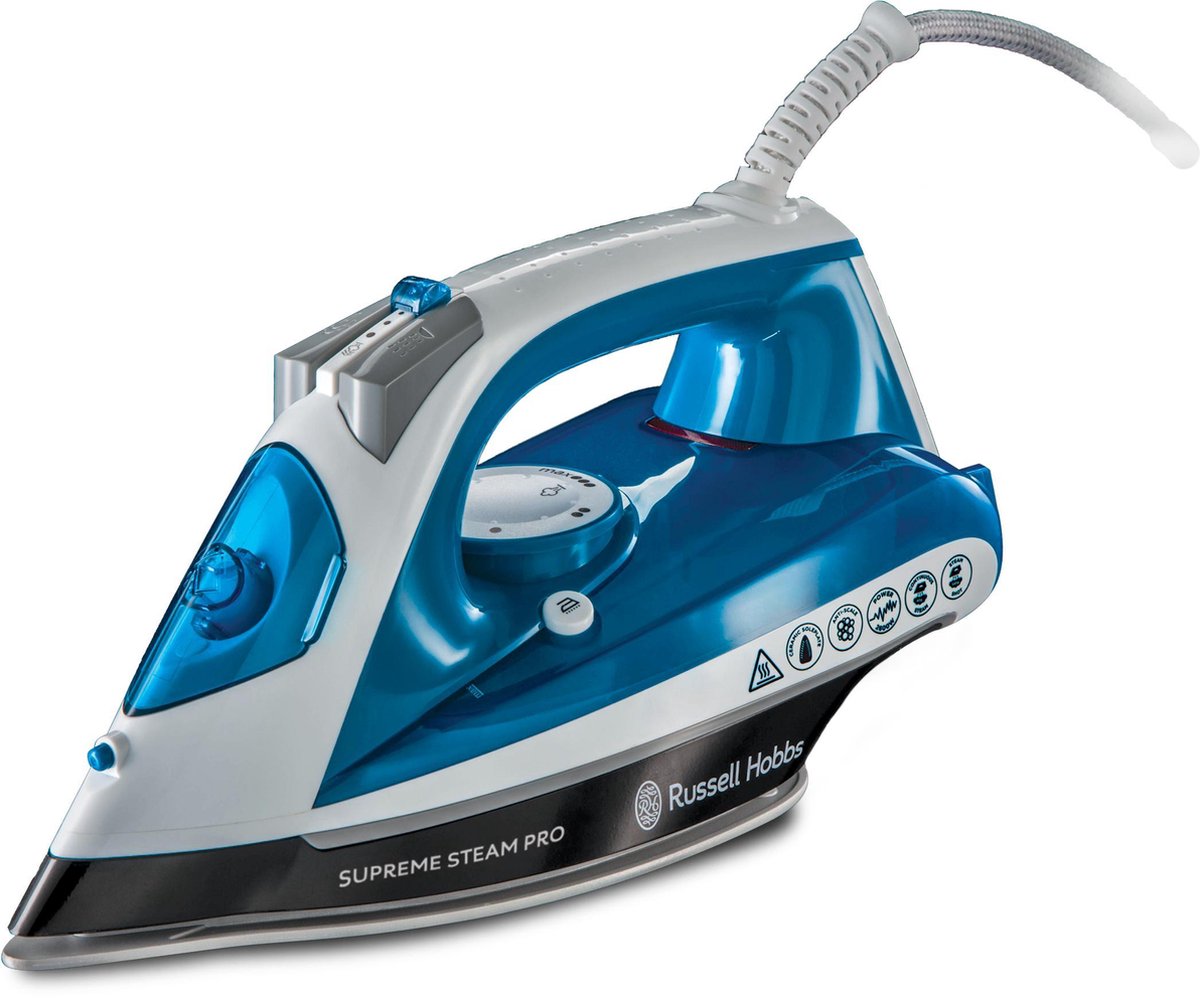 Russell Hobbs - Plancha De Vapor Supreme Steam Pro Con Suela De Cerámica Azul - Azul