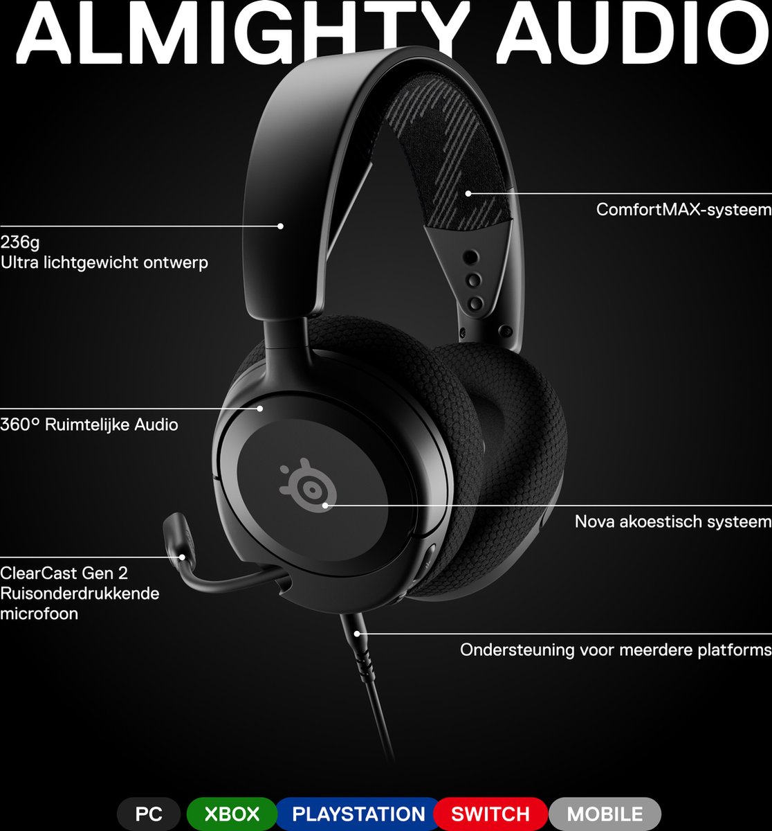 Steelseries Arctis Nova 1 Gaming Headset - Zwart