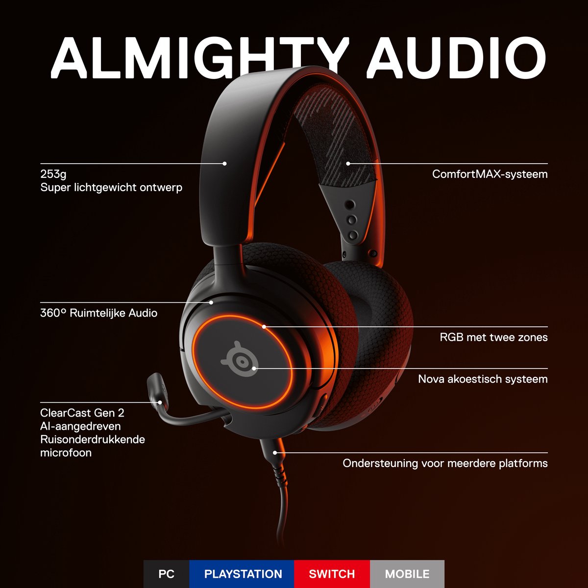 Steelseries Arctis Nova 3 Gaming Headset - Zwart