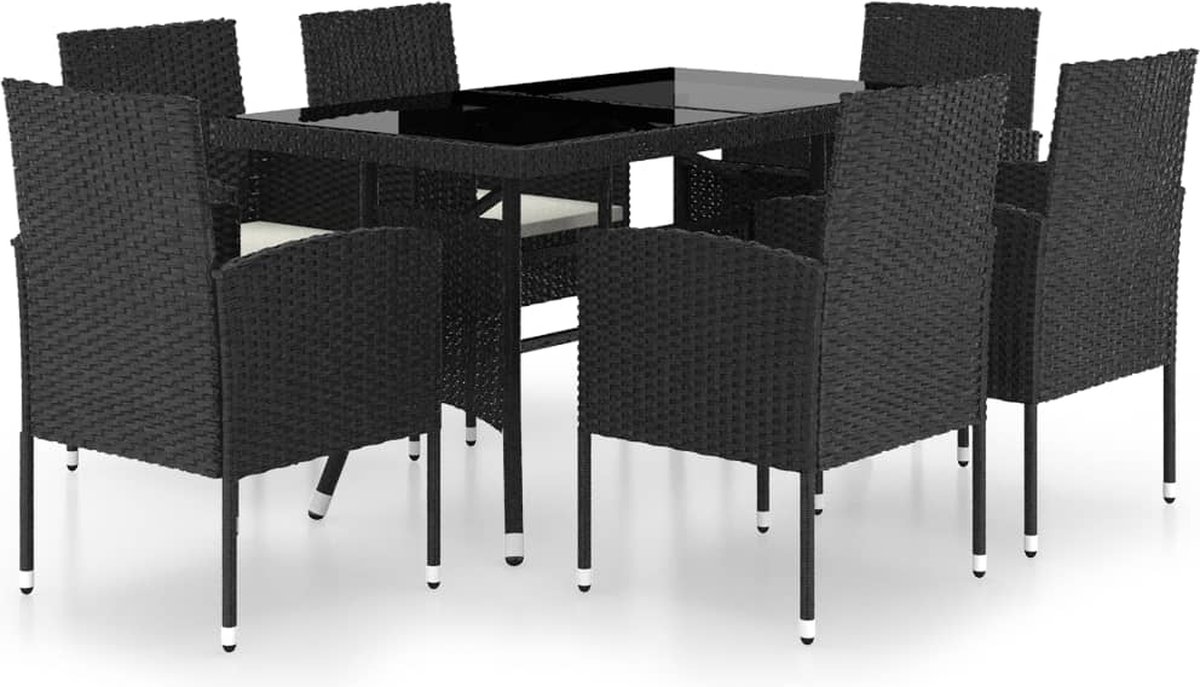 Vidaxl 7-delige Tuinset Poly Rattan - Zwart