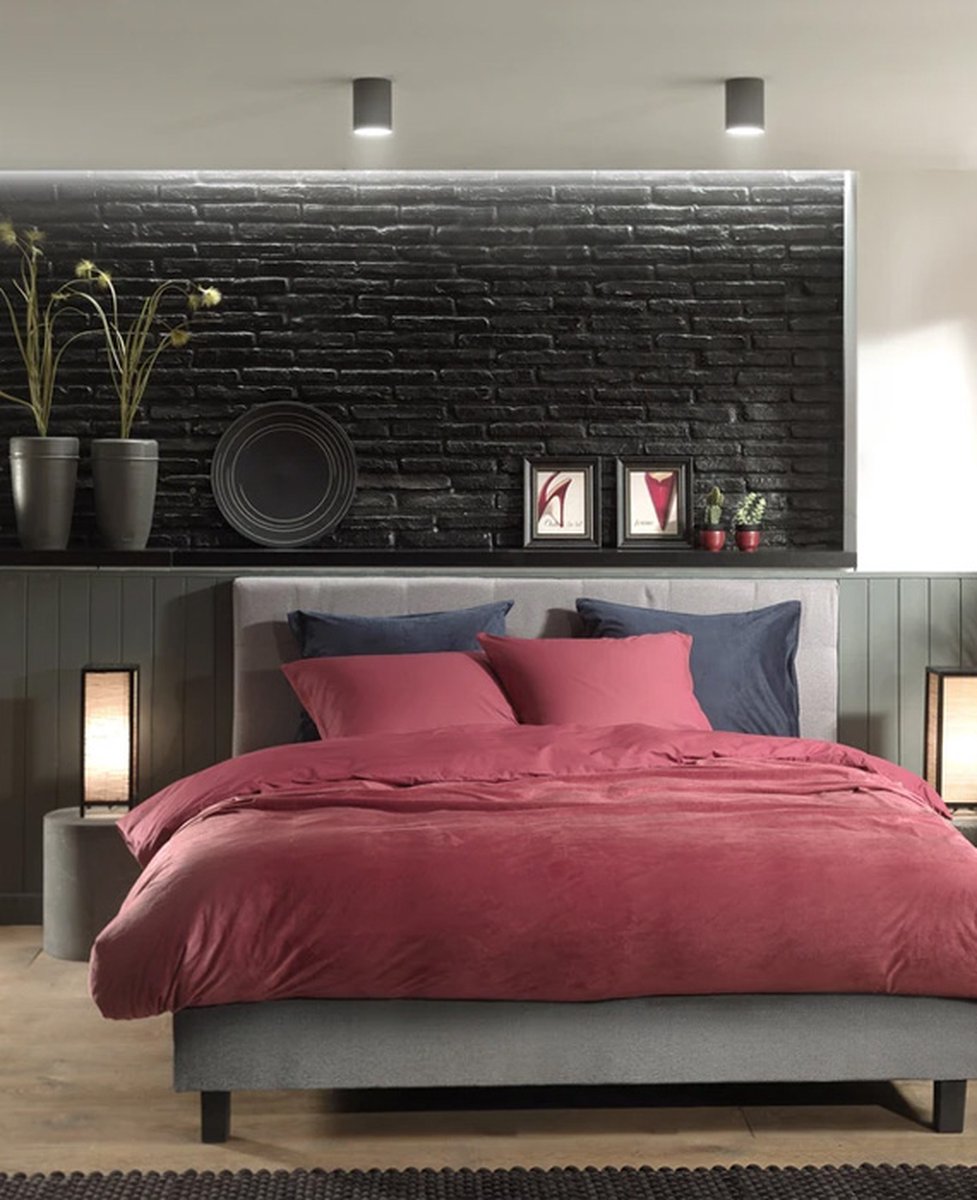 Zo Home Dekbedovertrek Velluto - 200 x 200/220 cm - Rood