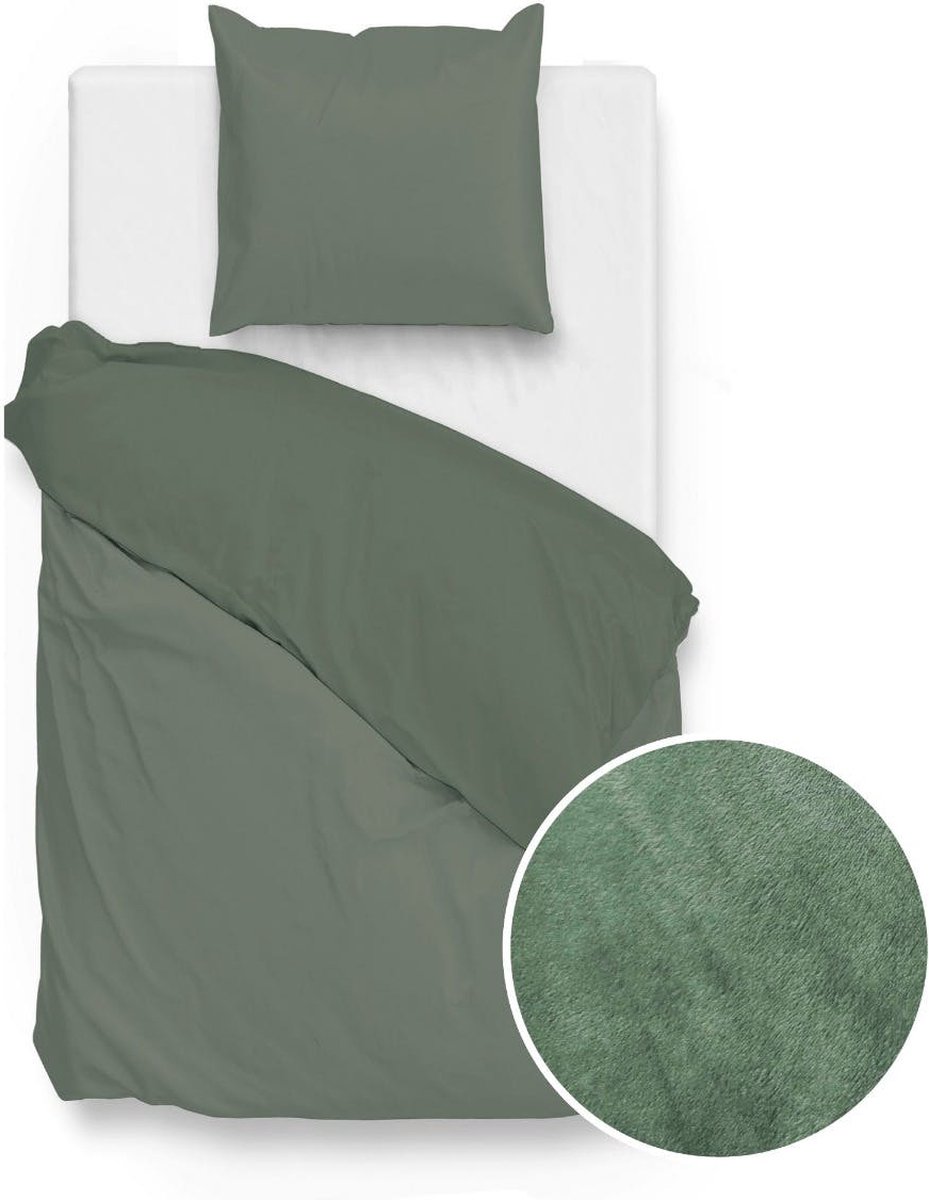 Zo Home Dekbedovertrek Velluto - 140 x 200/220 cm - Groen