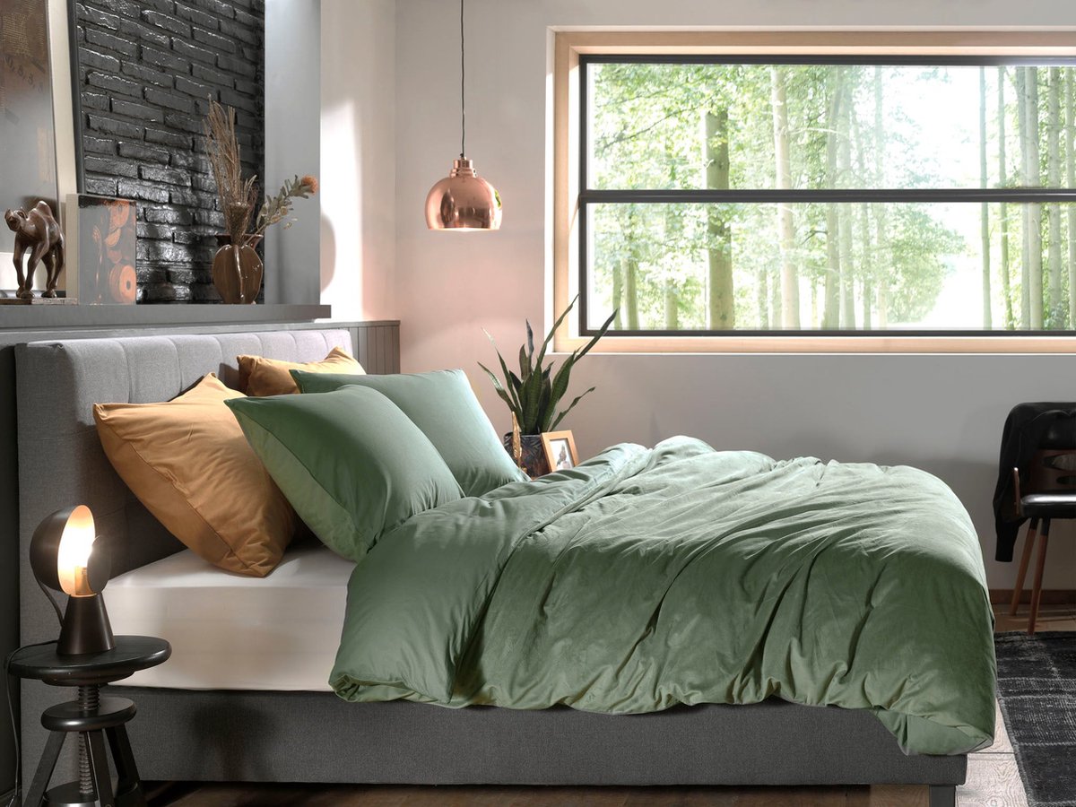 Zo Home Dekbedovertrek Velluto - 140 x 200/220 cm - Groen