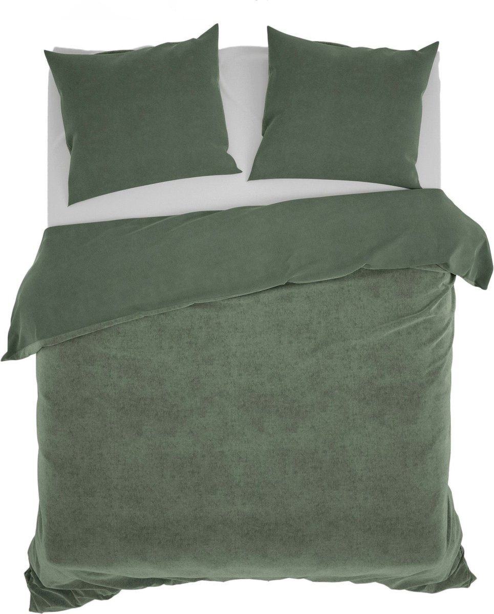 Zo Home Dekbedovertrek Velluto - 140 x 200/220 cm - Groen