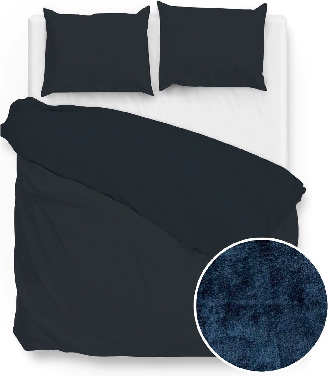 Zo Home Dekbedovertrek Velluto - 200 x 200/220 cm - Blauw